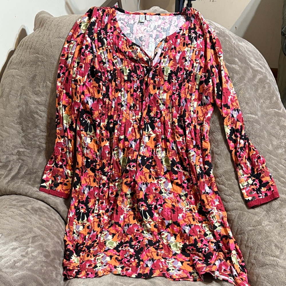 Sahalie Floral Tunic - Red and Orange